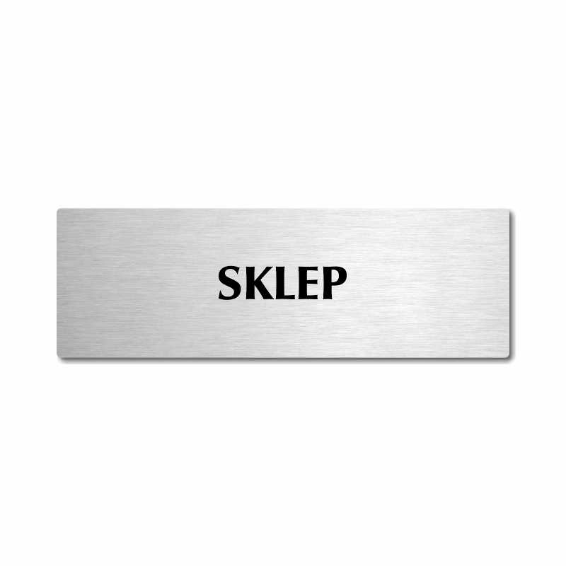 Sklep, stříbrná popiska na dveře